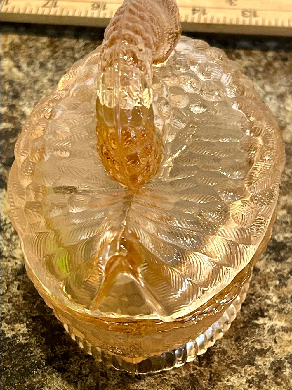 Amber Glass Swan Accent Bowl - Decorative Amber Home Vase - Picture 4 of 5